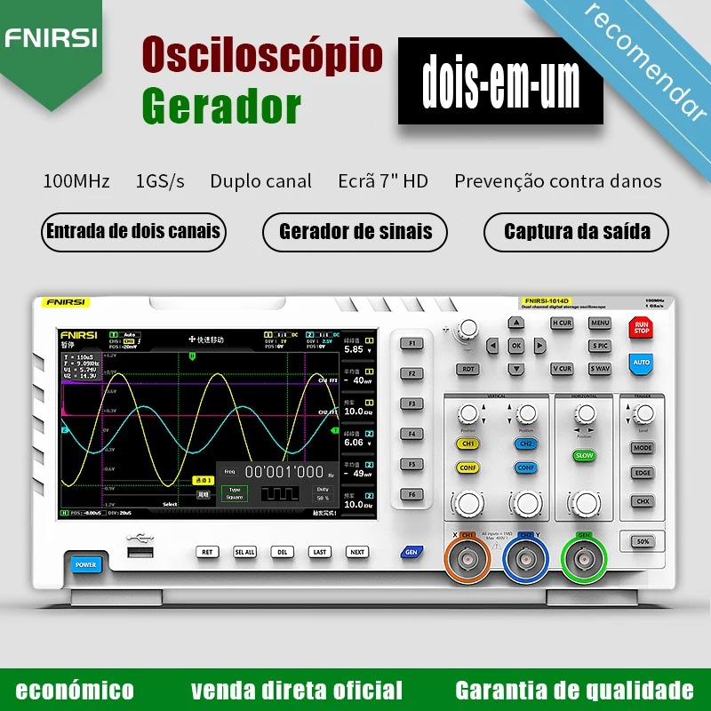 Digital Storage Oscilloscope 100Mhz - Цифровой осциллограф FNIRSI 1014D 2-в-1 с